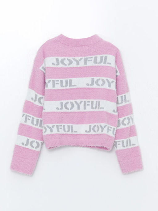 Bisiklet Yaka Desenli Uzun Kollu K?z ?ocuk Triko Kazak - Waikiki фото 2