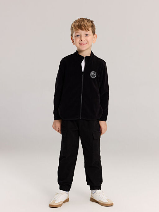 Kolej Yaka Basic Uzun Kollu Erkek ?ocuk Fermuarl? Sweatshirt