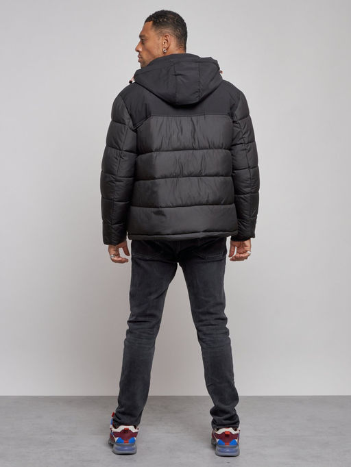 Куртка мужская зимняя с капюшоном спортивная великан черного цвета 8377Ch - Wonderrman фото 5