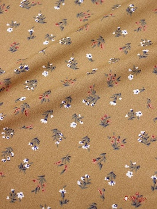 Штапель Весенние букетики на карамельно-коричневом, ш.1.43м, вискоза-100%, 110гр/м.кв - Купава фото 5