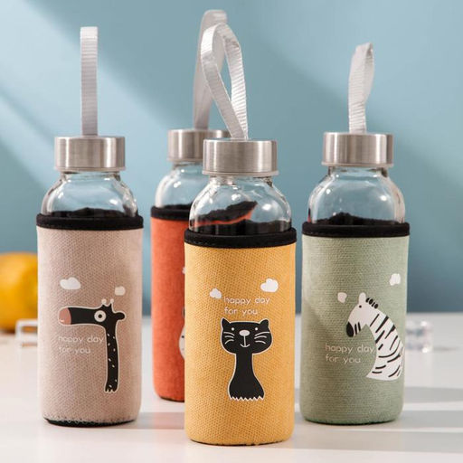 Бутылка для воды «Гусь», 300 мл, 6×17 мл, в чехле, стекло, голубая, прозрачная