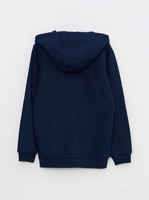 Kap??onlu Basic Uzun Kollu Erkek ?ocuk Fermuarl? Sweatshirt