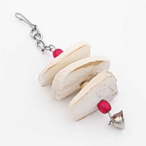 Игрушка для птиц с панцирем каракатицы и бусами, 14 х 6 см - Пижон фото 6