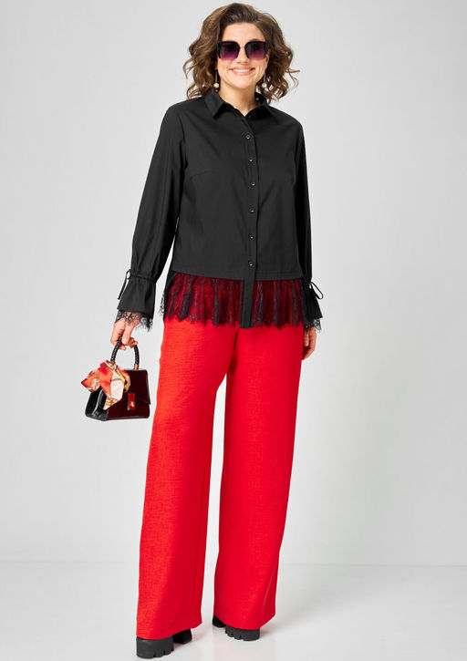 Блуза EVA GRANT 5002 черный с кружевом