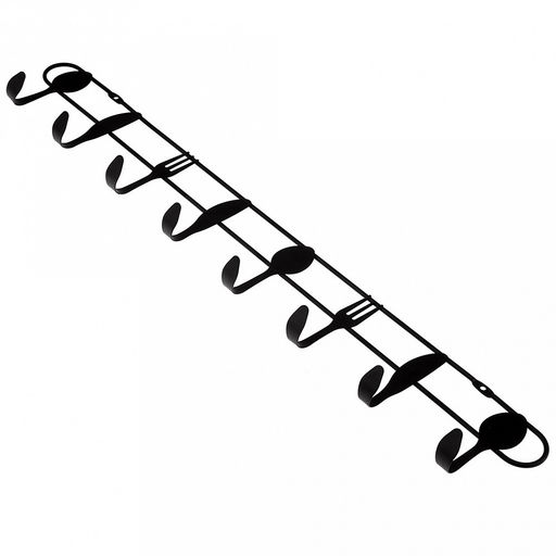 Вешалка-планка металлическая, окрашенная 8 крючков, "Кухня" 47х3,5х7,8см, цвет - черный матовый (Китай)