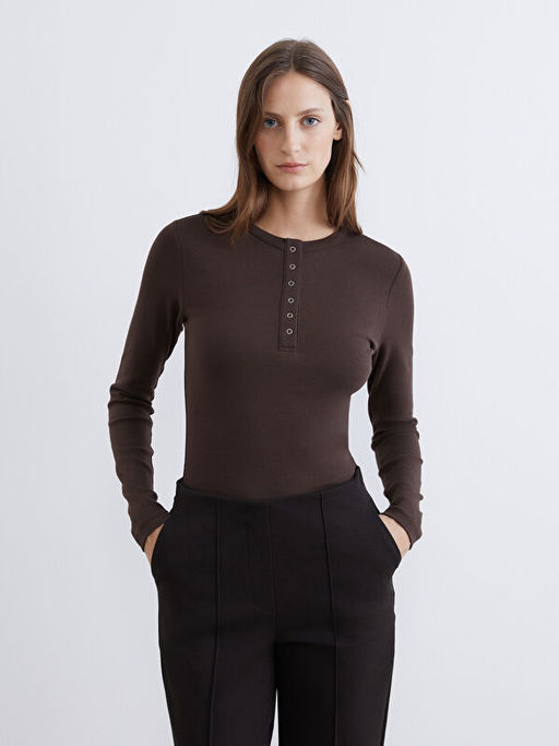 Bisiklet Yaka Fitilli Kad?n Ti??rt