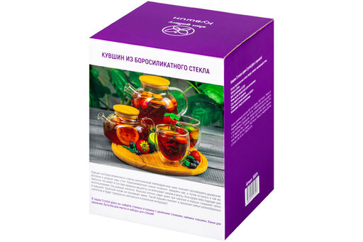 Кувшин 1,5 л 17,5*13,5*19,3 см "Crystal glass"+ бамбук.крышк имеющая мет.дно и силик.проклад,стекло