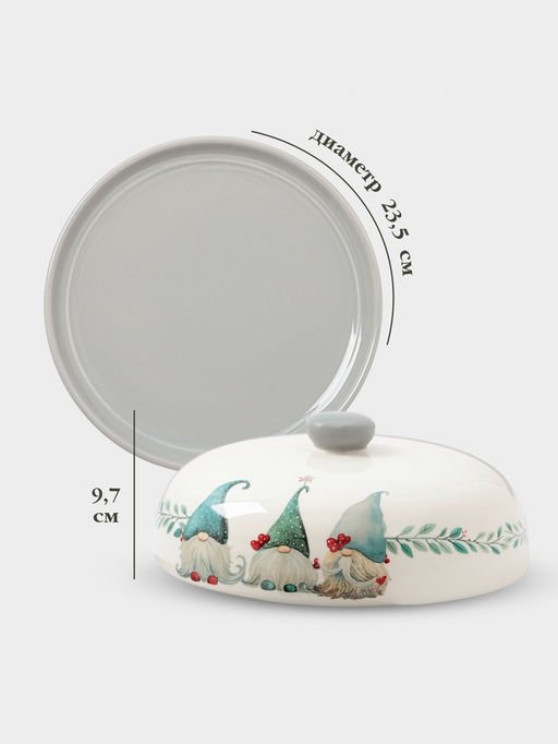 Блинница новогодняя Доляна Домашние гномики, 23.5?9.7 см, доломит, белая фото 3