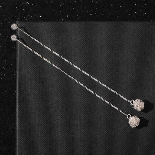 Серьги металл Цепочки шарики, цвет серебро