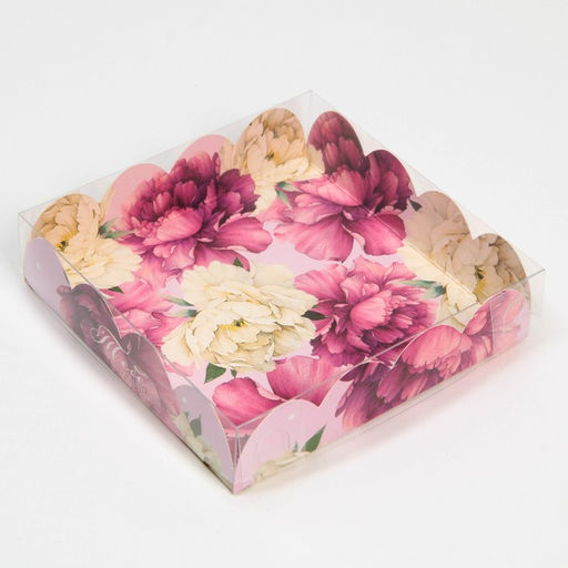 Цена за 5 шт. Коробка для печенья, кондитерская упаковка с пластиковой крышкой, «Тебе с любовью», 13×13×3 см