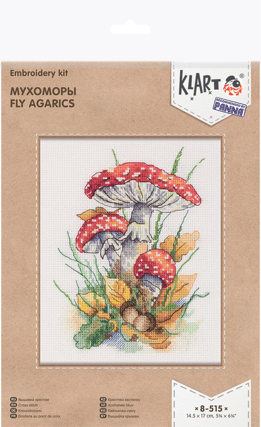 Klart набор для вышивания 8-515 Мухоморы 14.5 х 17 см