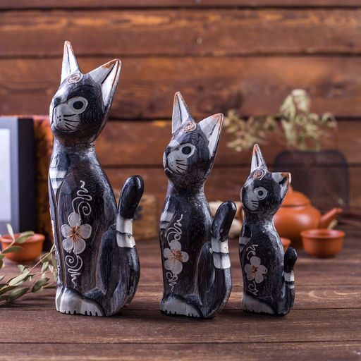 Сувенирный набор дерево "Кошки коричневые" (15,20,25) 15х8х25 см