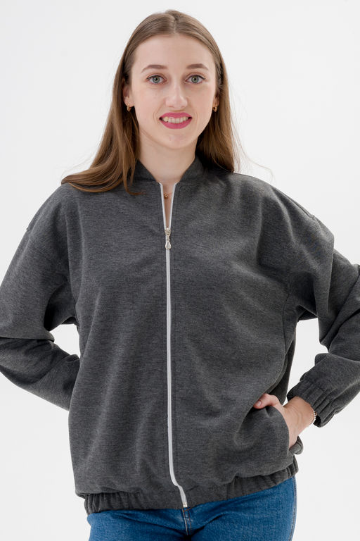 Бомбер из коттон фита антрацит макси - Амадэль фото 12