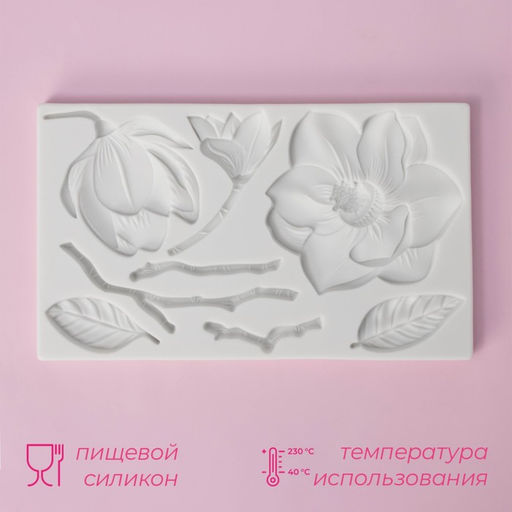 Молд Доляна Магнолия, силикон, 19?11,3?1,2 см, цвет белый  фото 2