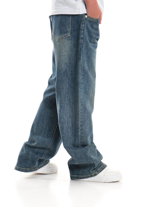 Джинсы свободного кроя на резинке 33-6900 синий - Mini maxi фото 7