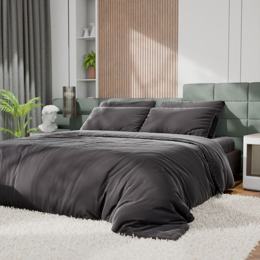 Постельное бельё Этель Евро Tencel 200*220см, 230*245см, 50*70см-2шт, цвет чёрный  фото 4
