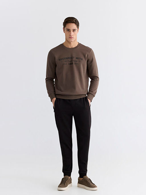 Bisiklet Yaka Erkek Kal?n Sweatshirt