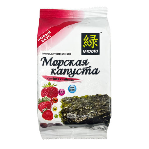 Хрустящая морская капуста со вкусом соленой клубники Midori, 5 г