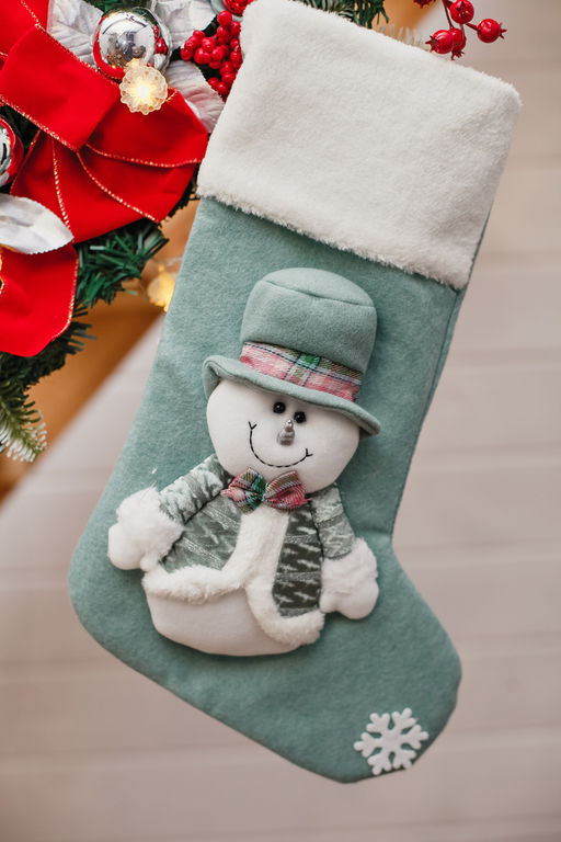 Новогодний носок для подарков зеленый