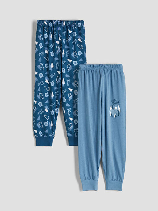 Bask?l? Erkek ?ocuk Pijama Alt? 2li