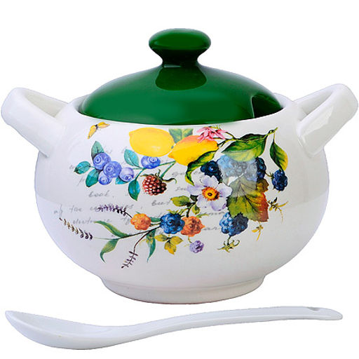 60150 Сахарница с крышкой 375мл с ложкой 3пр Лесные ягоды с лимонами доломит LR (х36) - Mayer&boch фото 2