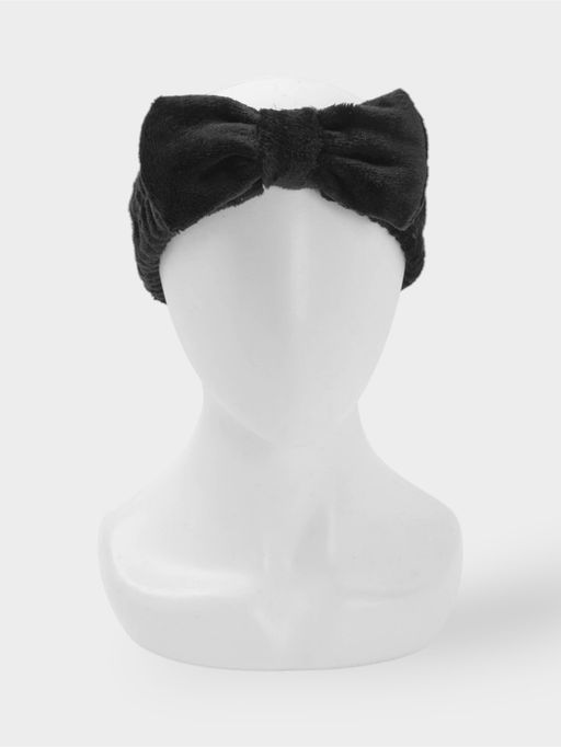 Повязка для умывания Доляна «Бантик», микрофибра, чёрная