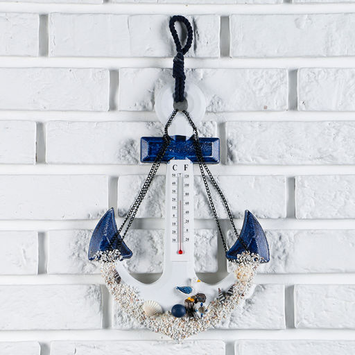 Декор настенный, панно с термометром «Якорь с цепью», 33×23×5 см