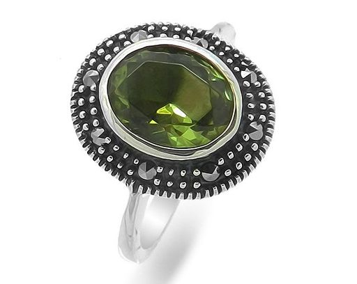 Кольцо из серебра марказит, султанит, SL-AGA134