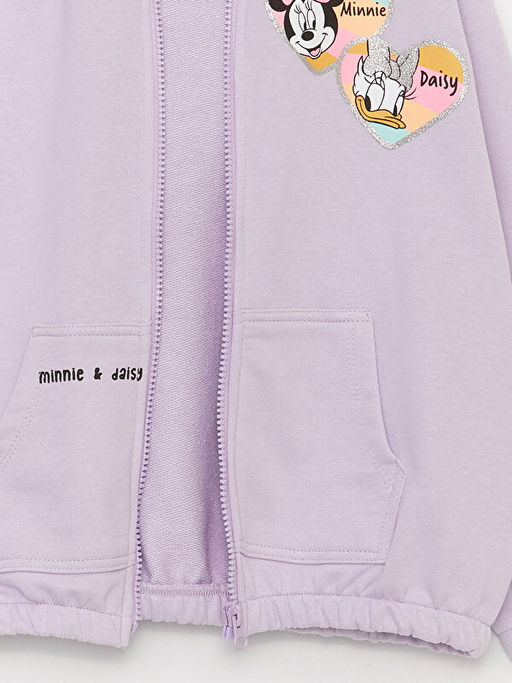 Kap??onlu Minnie Mouse ve Daisy Duck Bask?l? Uzun Kollu K?z ?ocuk Fermuarl? Sweatshirt - Waikiki фото 2
