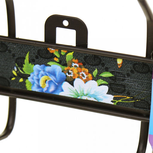 Вешалка-планка металлическая, окрашенная, 4 двухрожковых крючка, 32,5х14см, коричневый, вставка - декор (Китай)