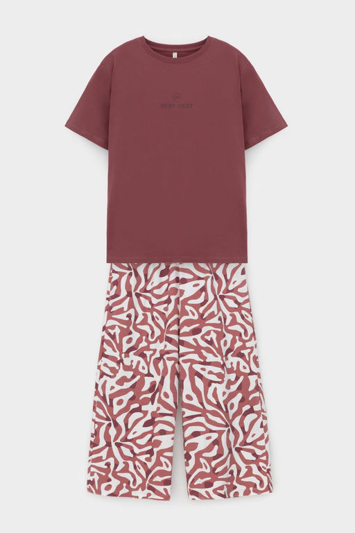 Е 20164/дикий имбирь,анималистичный орнамент пижама жен