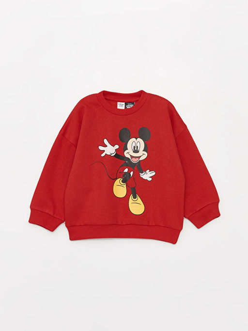 Bisiklet Yaka Uzun Kollu Mickey Mouse Bask?l? Erkek Bebek Sweatshirt ve E?ofman Alt 2li Tak?m - Waikiki фото 2