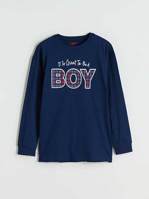 Bisiklet Yaka Bask?l? Erkek ?ocuk Pijama Tak?m? Baba O?ul Kombini