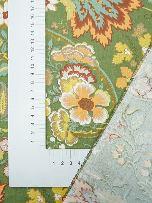 Сатин Турецкий мотив цв.кленово-зеленый, ш.2.5м, хлопок-100%, 120гр/м.кв - Купава фото 3