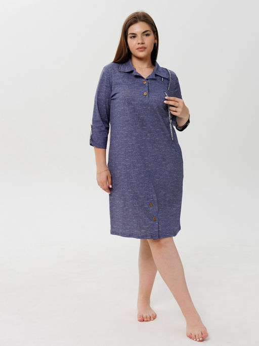 Платье женское П-127 (кулирка) Синий лён