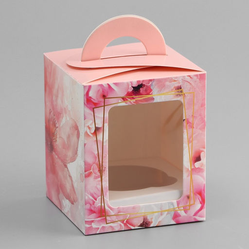 Цена за 5 шт. Коробка для 1 капкейка «С Любовью», 9.2×9.2×11.1 см