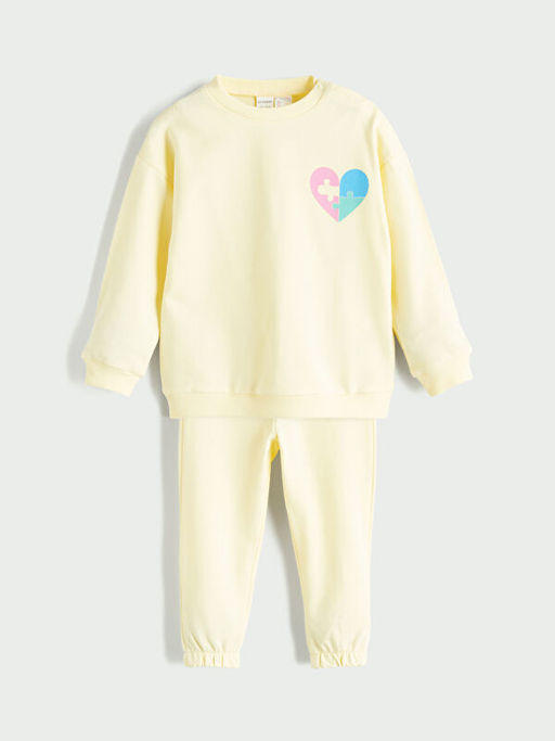 Bisiklet Yaka Bask?l? K?z Bebek Pijama Tak?m?
