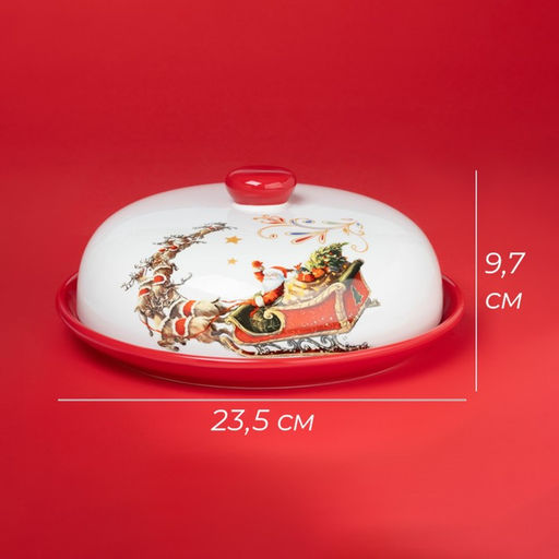 Блинница новогодняя Доляна Сани Деда Мороза, d=23 см, доломит, белая фото 15