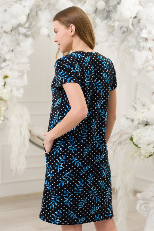 Халат женский из махры Сан-Франциско голубые веточки