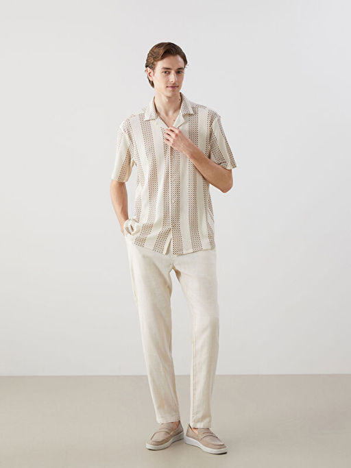 Regular Fit K?sa Kollu Desenli Erkek G?mlek