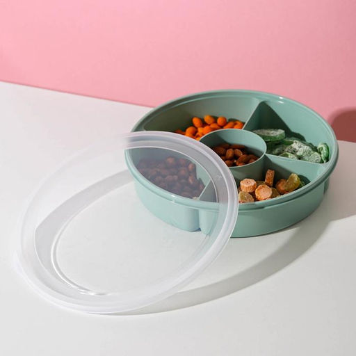 Менажница с крышкой IDEA, 5 секций, пластик, бирюзовый