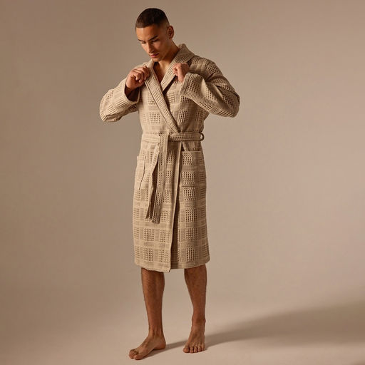 Халат вафельный мужской SL HOME: Chess «Саббиа», размер S, хлопок 100%, коричневый