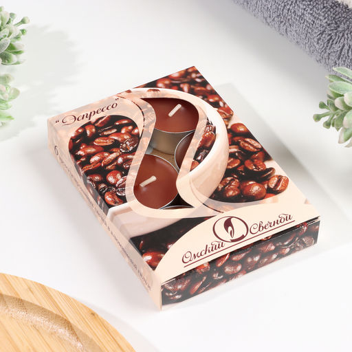 Цена за 2 шт. Набор свечей ароматических чайных «Эспрессо», 3.8×1.6 см, 3.5 ч, 12 г, 6 шт.