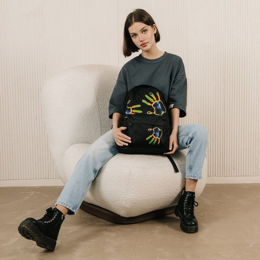 Рюкзак текстильный Отпечаток, с карманом, цвет чёрный - Nazamok фото 7