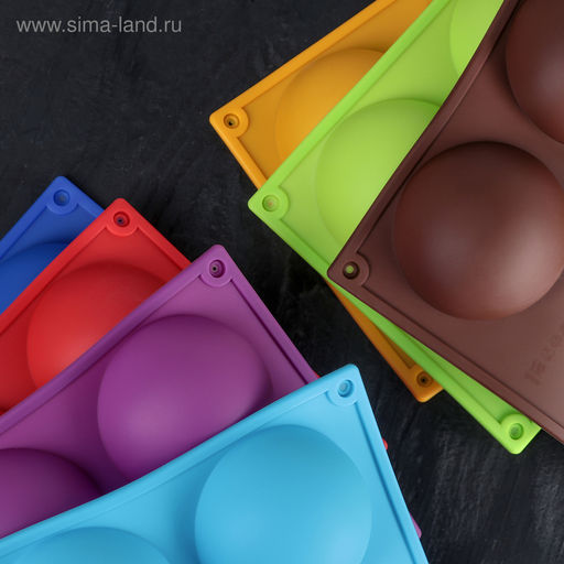 Форма для выпечки Доляна «Полусфера», силикон, 29.5×17 см, 5 ячеек, d=8 см, МИКС