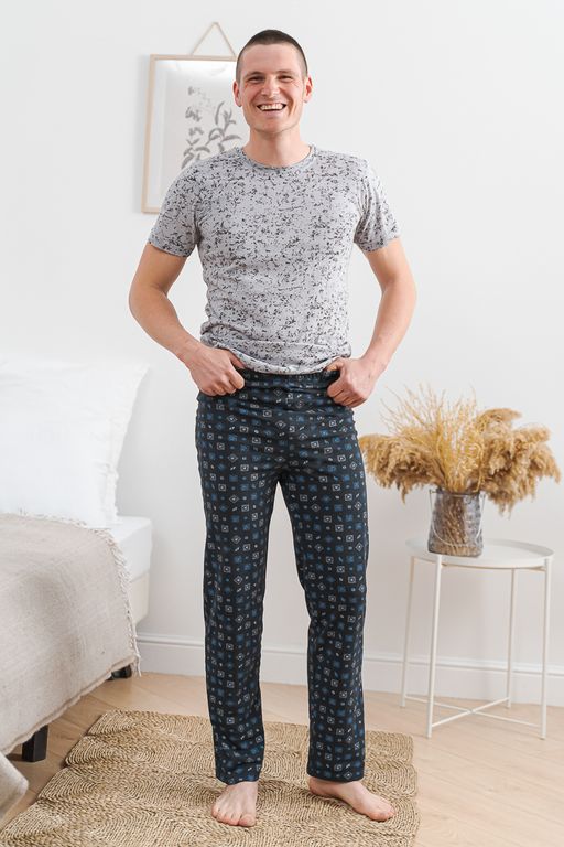 Брюки домашние мужские из кулирки темно-серый макси - Амадэль фото 10