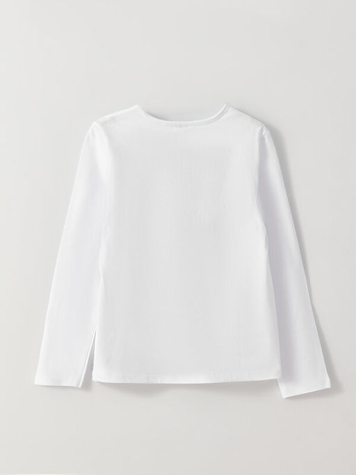 Bisiklet Yaka Bask?l? Uzun Kollu K?z ?ocuk Ti??rt - Waikiki фото 2