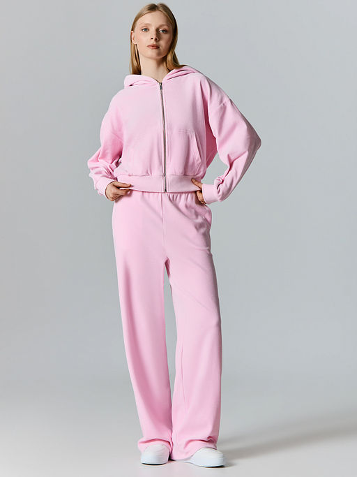 Брюки женские розовые велюровые