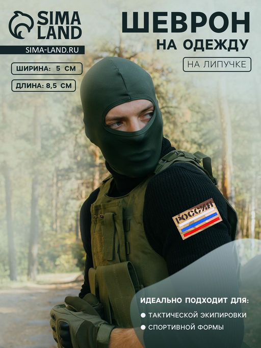 Шеврон на одежду «Россия», на липучке, 8.5×5 см, разноцветный