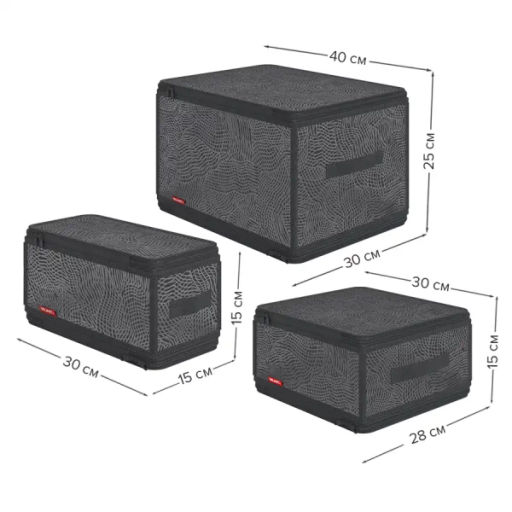 VAL MN-ZIP-LMS Набор кофров для хранения с молнией 3шт.,40*30*25см,30*28*15см,30*15*15см,MONET NIGHT, шт